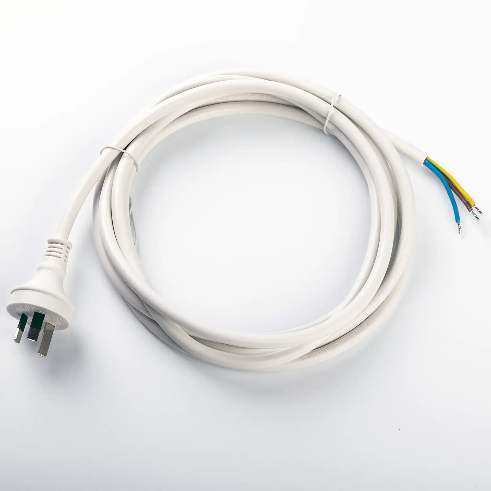 Australian Mains Power Cords 3-Wire Grounded 10A Plug White