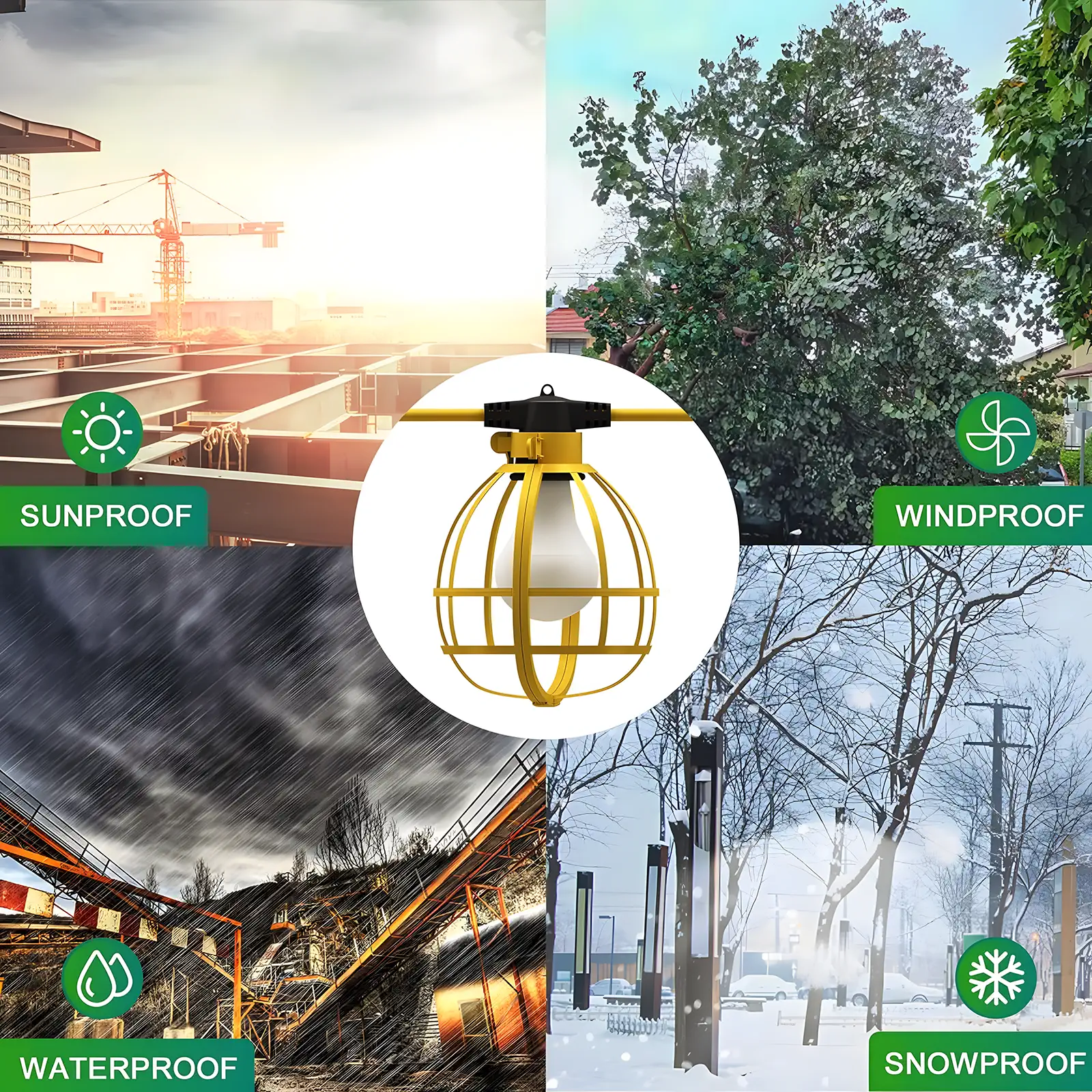 Temporary string light IP65 Sunproof, Windproof, Waterproof, Snowproof