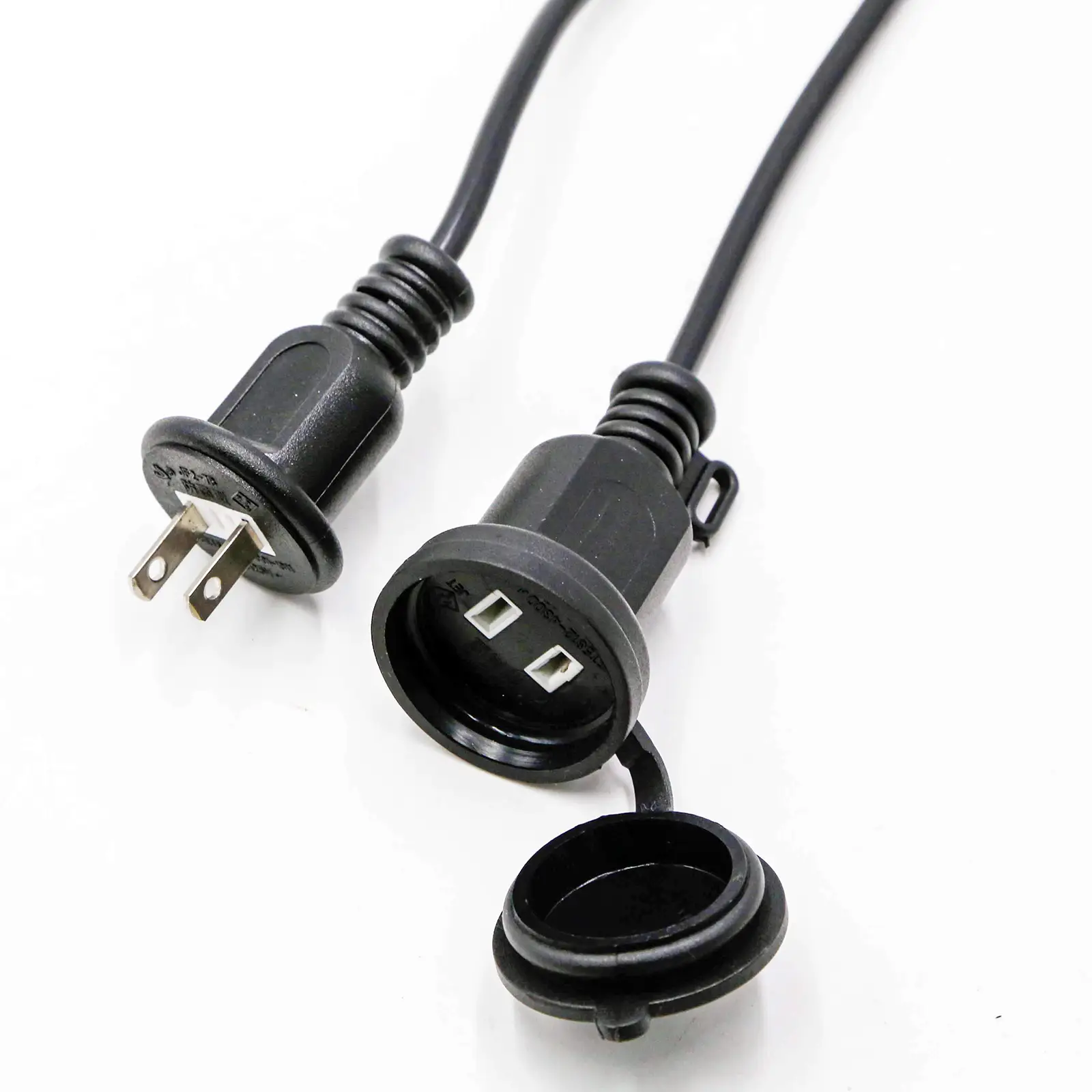 Japan Extension Cord 2-Wire Waterproof-Rainproof Plug and Socket with Cap