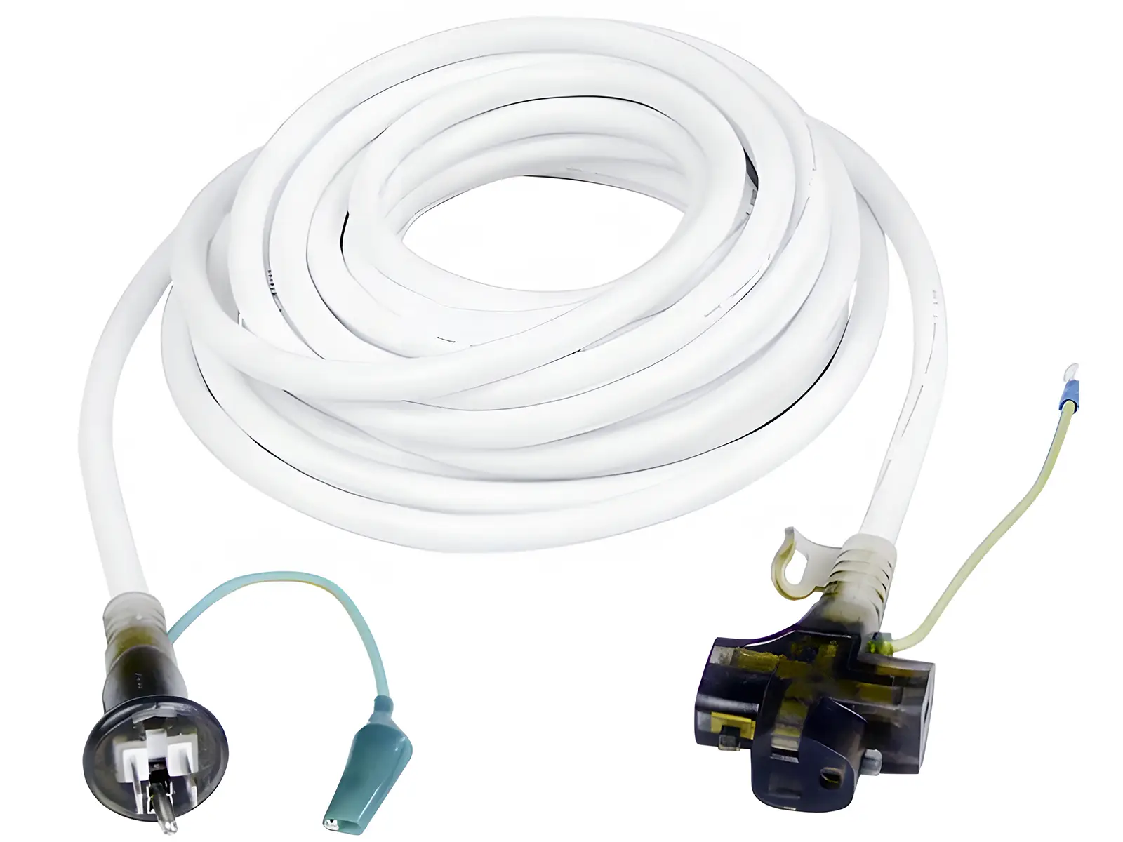 Japan Extension Cord Folding Earth Pin Plug Weatherproof 3 Outlets with Dustproof Caps White Cable